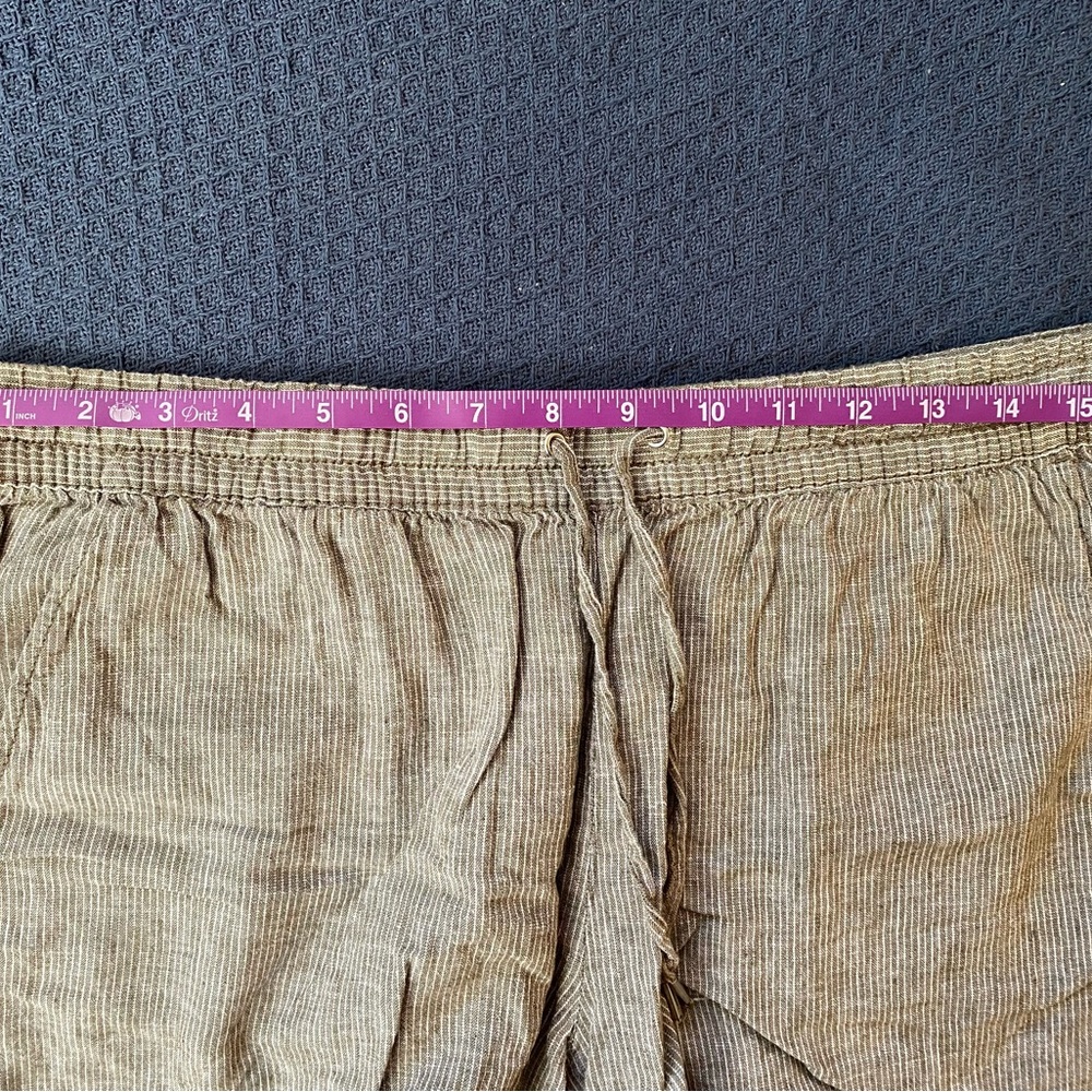 Light Gray Striped Linen-blend Drawstring Shorts - Picture 8 of 8